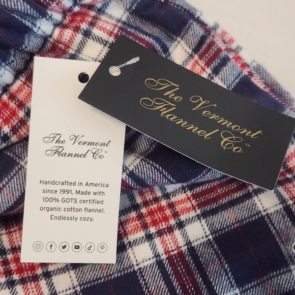NWT Vermont Flannel Co Pajama Lounge Pants Plaid Red White Blue Small America - Picture 5 of 12